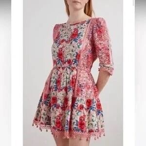 LoveShackFancy Novalie Embroidered Floral Mini Dress